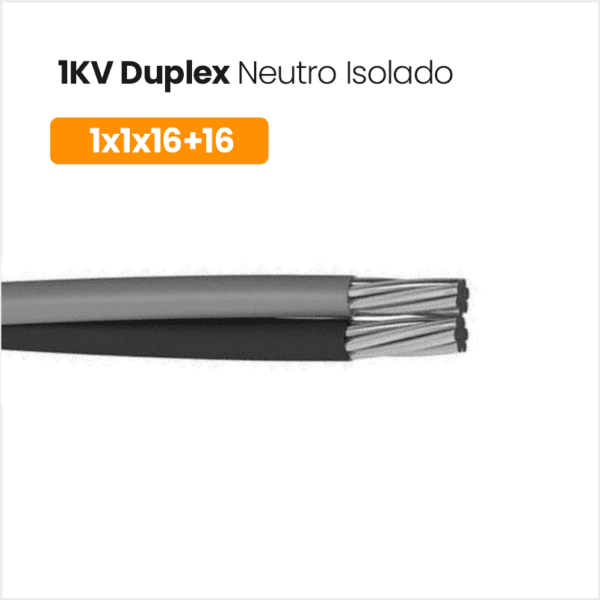 Cabo de Alumínio 1KV Duplex Neutro Isolado 1x1x16+16