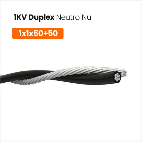 Cabo de Alumínio 1KV Duplex Neutro Nu 1x1x50+50
