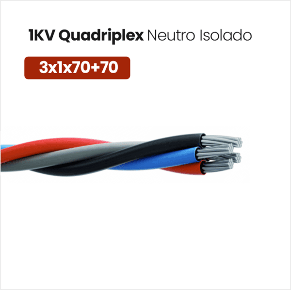 Cabo de Alumínio 1KV Quadriplex Neutro Isolado 3x1x70+70