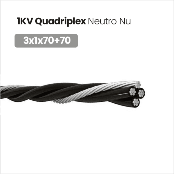Cabo de Alumínio 1KV Quadriplex Neutro Nu 3x1x70+70