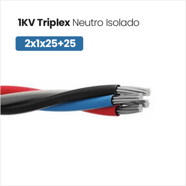 Cabo de Alumínio 1KV Triplex Neutro Isolado 2x1x25+25