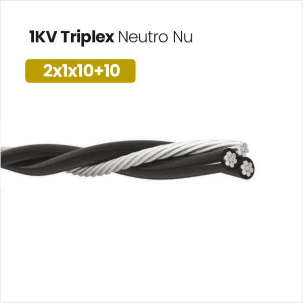 Cabo de Alumínio 1KV Triplex Neutro Nu 2x1x10+10