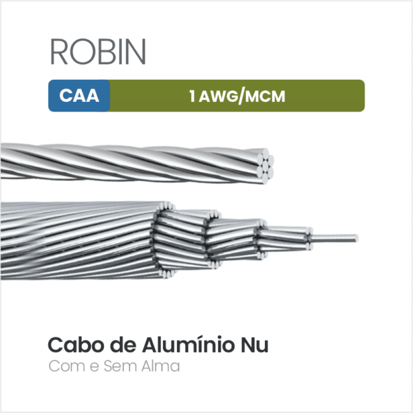 Cabo de Alumínio CAA 1 AWG/MCM ROBIN