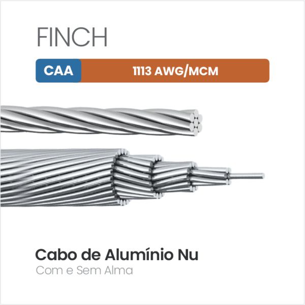 Cabo de Alumínio CAA 1113 AWG/MCM FINCH