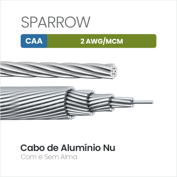 Cabo de Alumínio CAA 2 AWG/MCM SPARROW