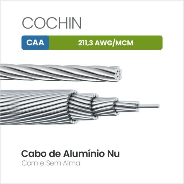 Cabo de Alumínio CAA 211,3 AWG/MCM COCHIN