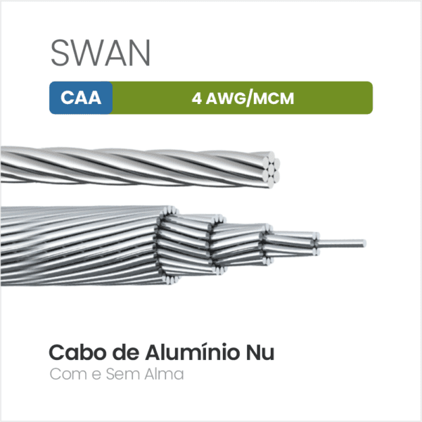 Cabo de Alumínio CAA 4 AWG/MCM SWAN