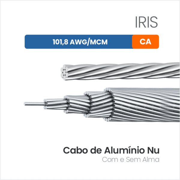 Cabo de Alumínio Nu CA 101,8 AWG/MCM IRIS