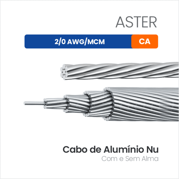 Cabo de Alumínio Nu CA 2/0 AWG/MCM ASTER