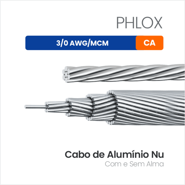 Cabo de Alumínio Nu CA 3/0 AWG/MCM PHLOX