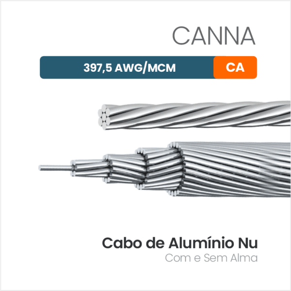 Cabo de Alumínio Nu CA 397,5 AWG/MCM CANNA
