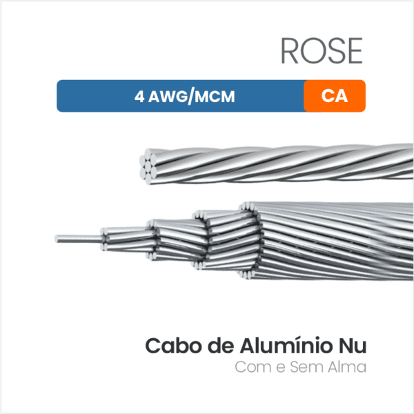 Cabo de Alumínio Nu CA 4 AWG/MCM ROSE