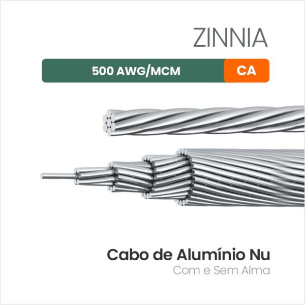 Cabo de Alumínio Nu CA 500 AWG/MCM ZINNIA
