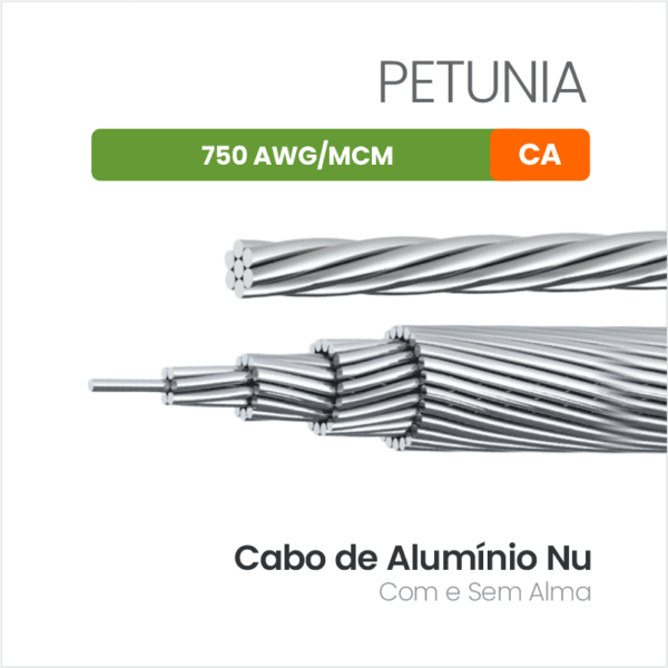 Cabo de Alumínio Nu CA 750 AWG/MCM PETUNIA