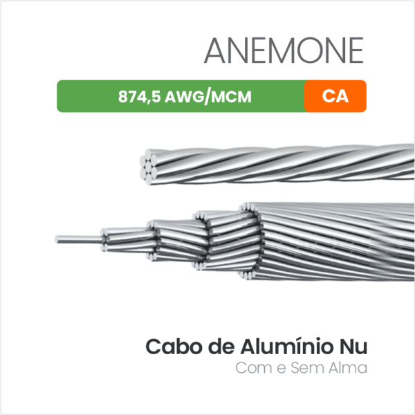 Cabo de Alumínio Nu CA 874,5 AWG/MCM ANEMONE