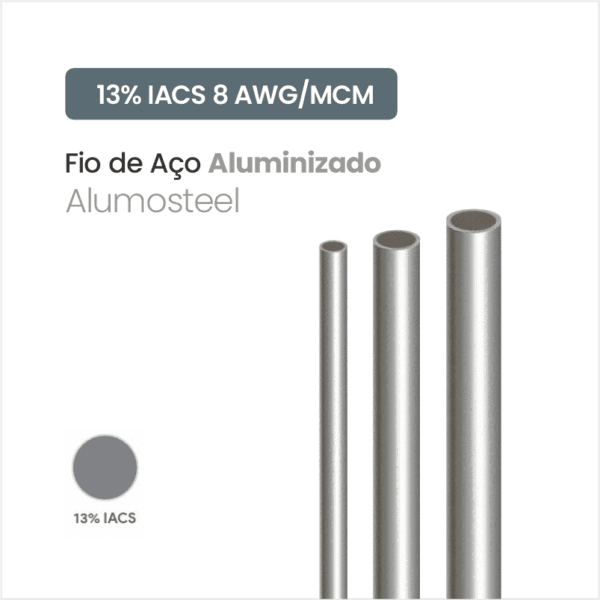 Fio de Aço Aluminizado Alumosteel 13% IACS 8 AWG/MCM