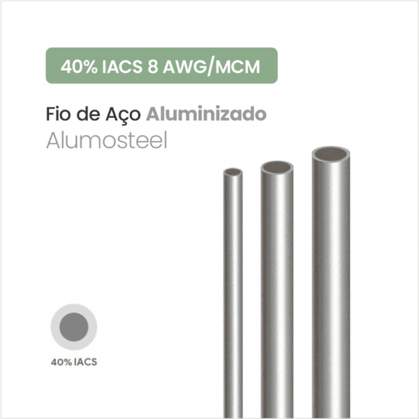 Fio de Aço Aluminizado Alumosteel 40% IACS 8 AWG/MCM
