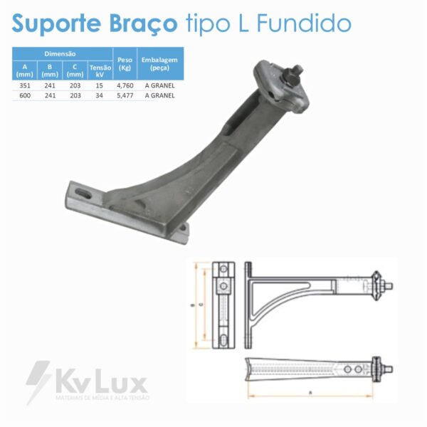 Suporte Braço Tipo L Fundido